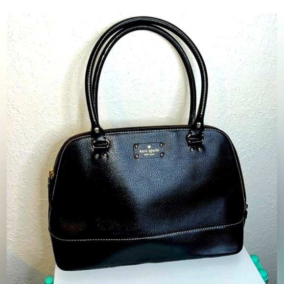 Kate Spade Black Wellesley Rachelle Satchel Leather Bowler Purse